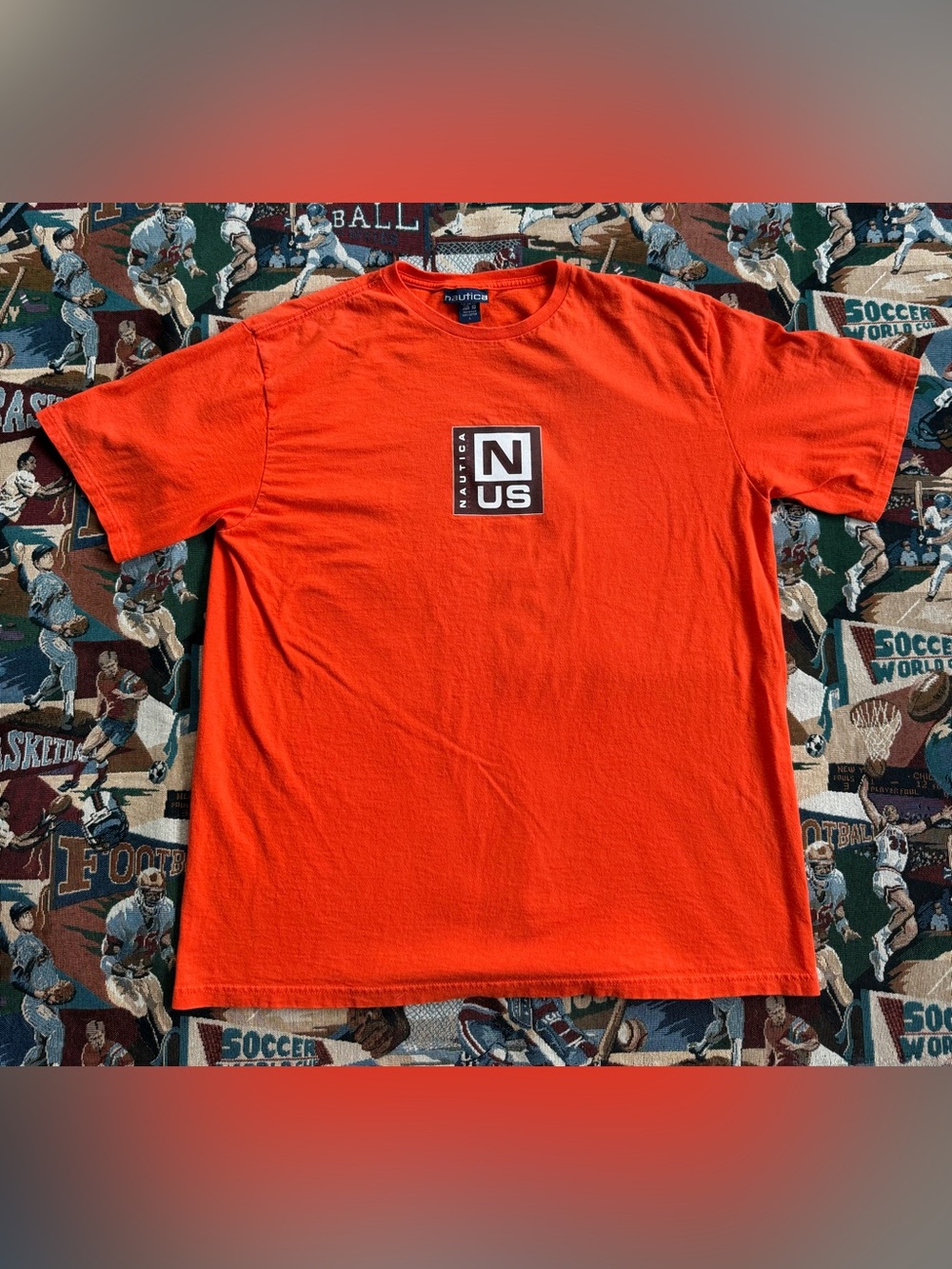 Vintage 90s Men’s Nautica US Orange Graphic T-shirt